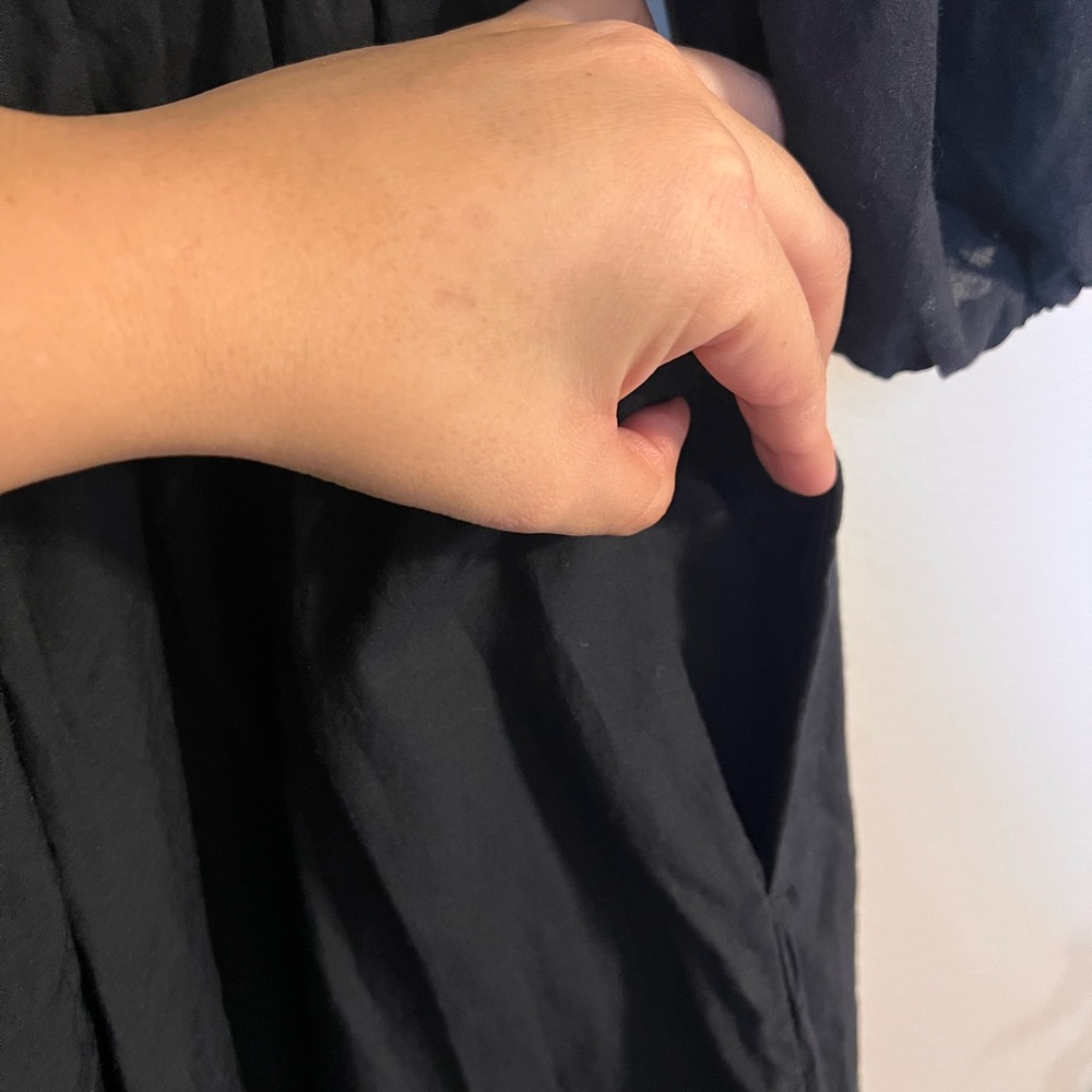 Abercrombie & Fitch Black Emerson Poplin Puff Sleeve Mini Dress - Picture 8 of 9